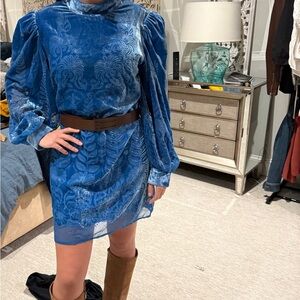 FARM Rio Blue Velvet Dress